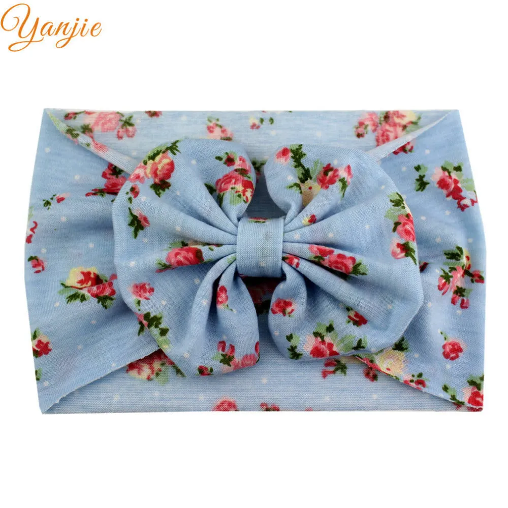 5'' Big Floppy Bow Headband For Girls Boho Turban Elastic Hair Band Kids Large Floral Hair Bow Birthday Party Hair Accessories