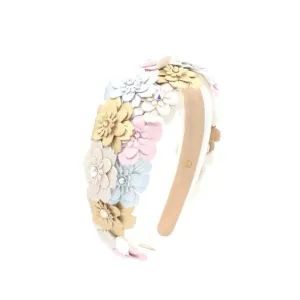 Bari Lynn Multi Flower Crystal Padded Headband - Metallic
