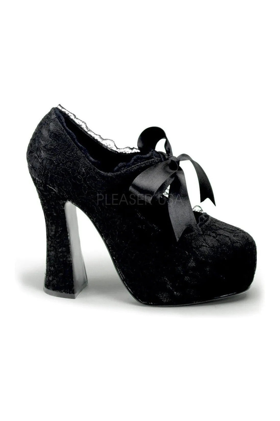DEMON-11 Demonia Platform Pump | Black Genuine Satin