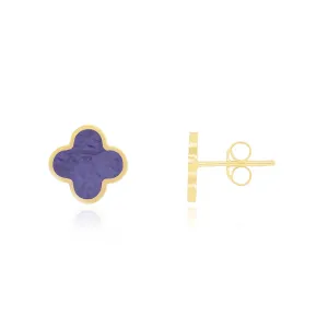 Small Amethyst Clover Stud Earrings