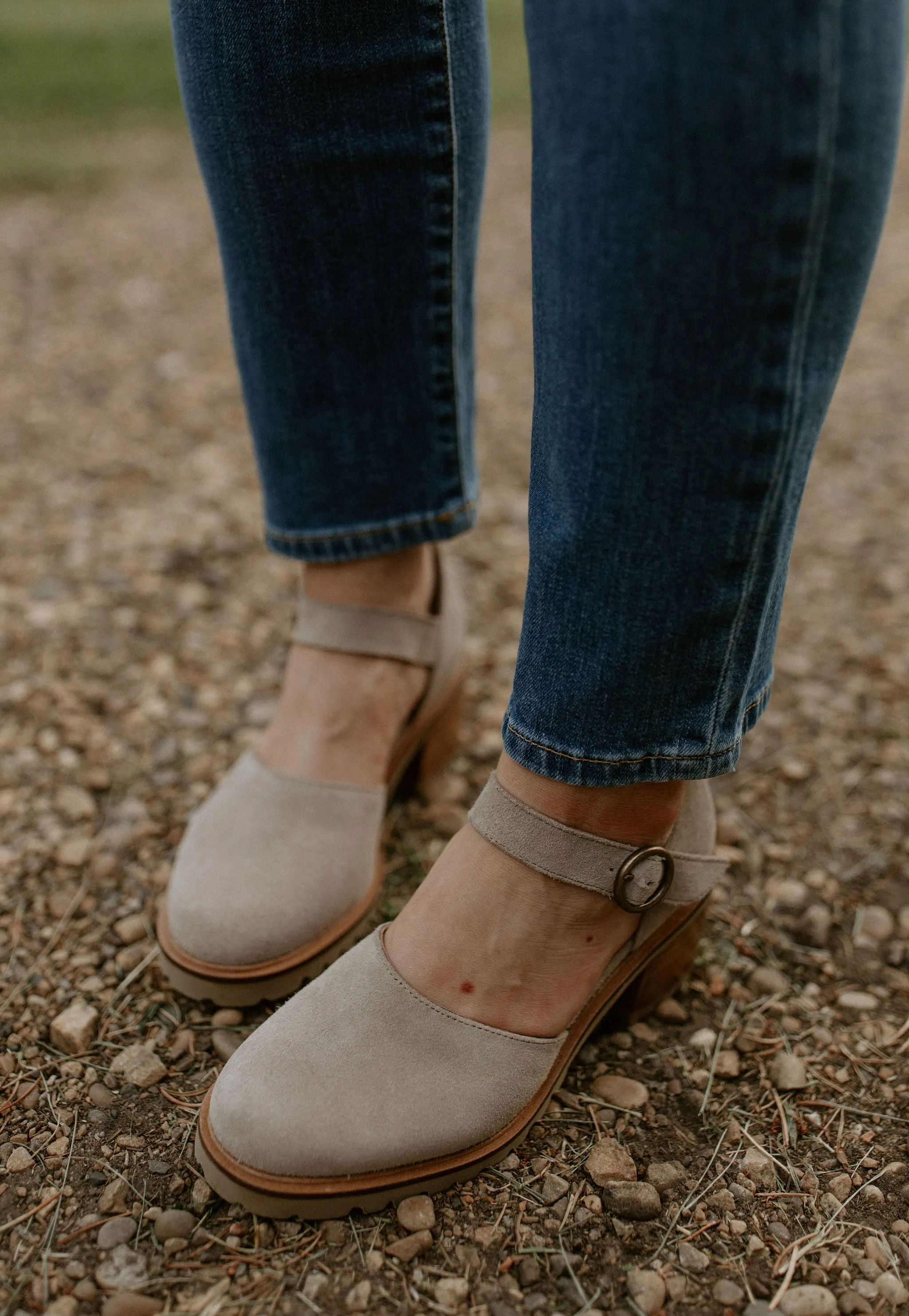 The Lock And Key Heel - Suede Taupe