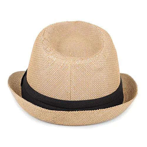 WESTEND Unisex Summer Short Brim Fedora - Hats for Men & Women   Panama Hats & Straw Hats