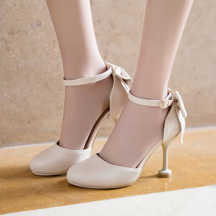 Women's Ankle Strap Bow Tie Mary Jane High Heels Sandals